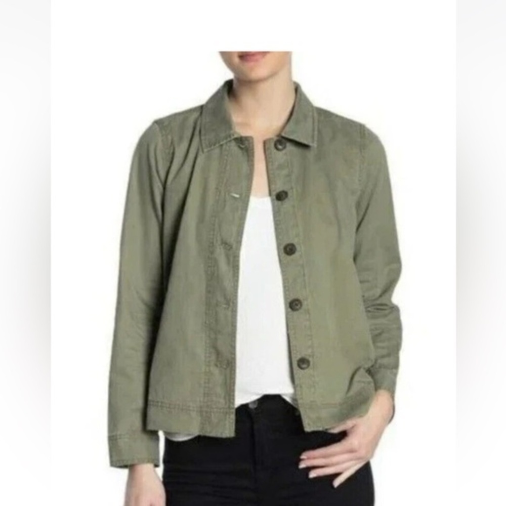 Madewell Northwoods green cotton cropped military jacket, Small